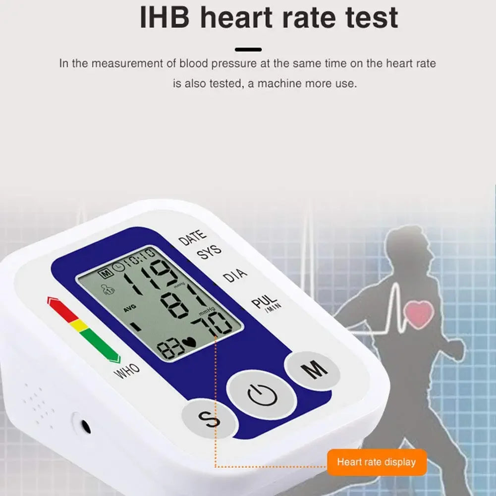 Portable Tonometer Digital Tensiometer Heart Rate Monitor Arm Blood Pressure Monitor BP Equipment Automatic Professional Medical