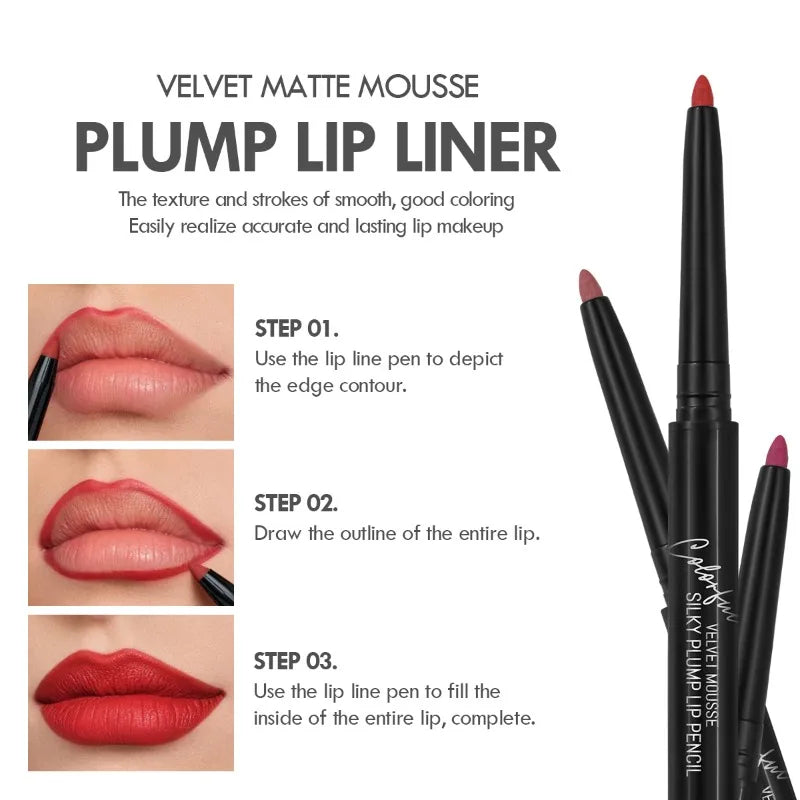 Waterproof Matte Lipliner Pencil - 12 Colors Contour & Tint