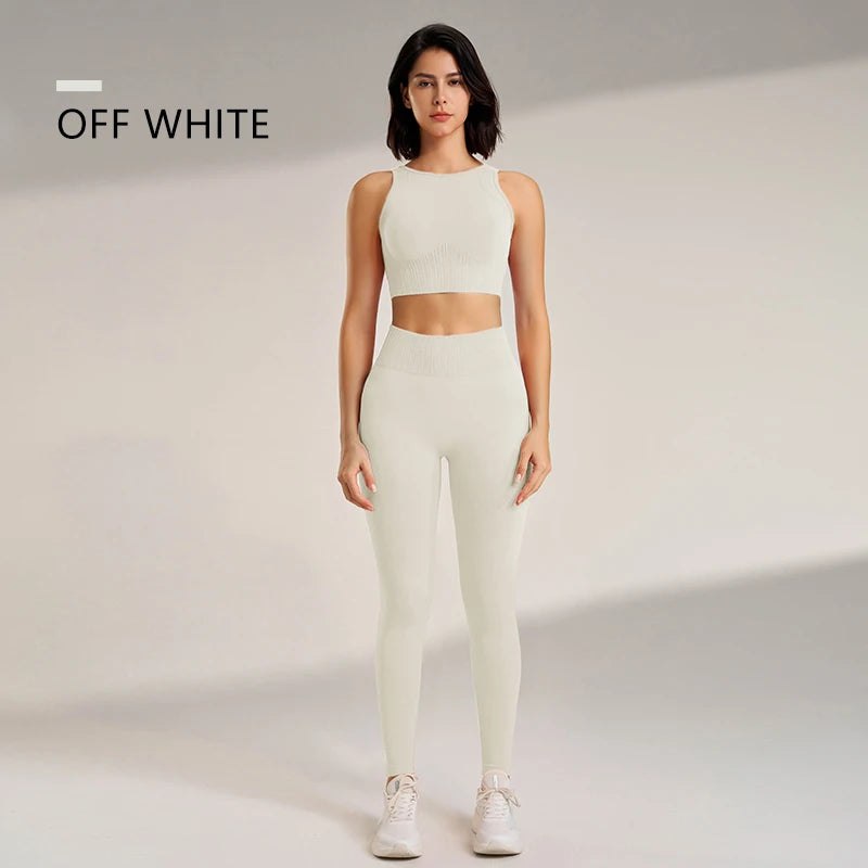 Women's Seamless Yoga Set – High-Waisted Leggings & Top
