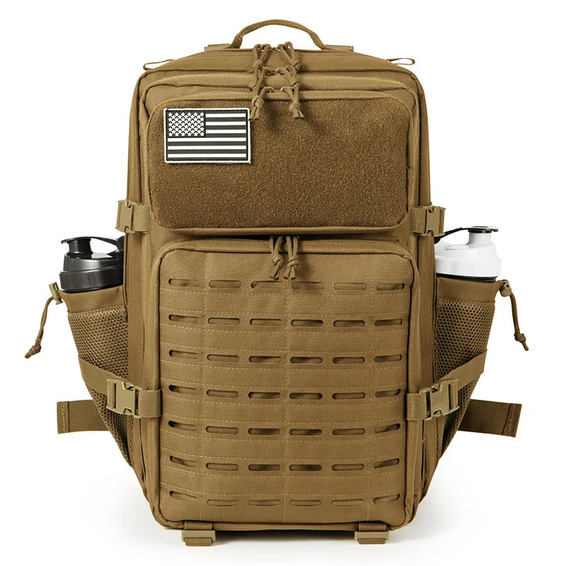 QT&QY 50L Tactical Backpack – MOLLE Survival Rucksack with Bottle Holder