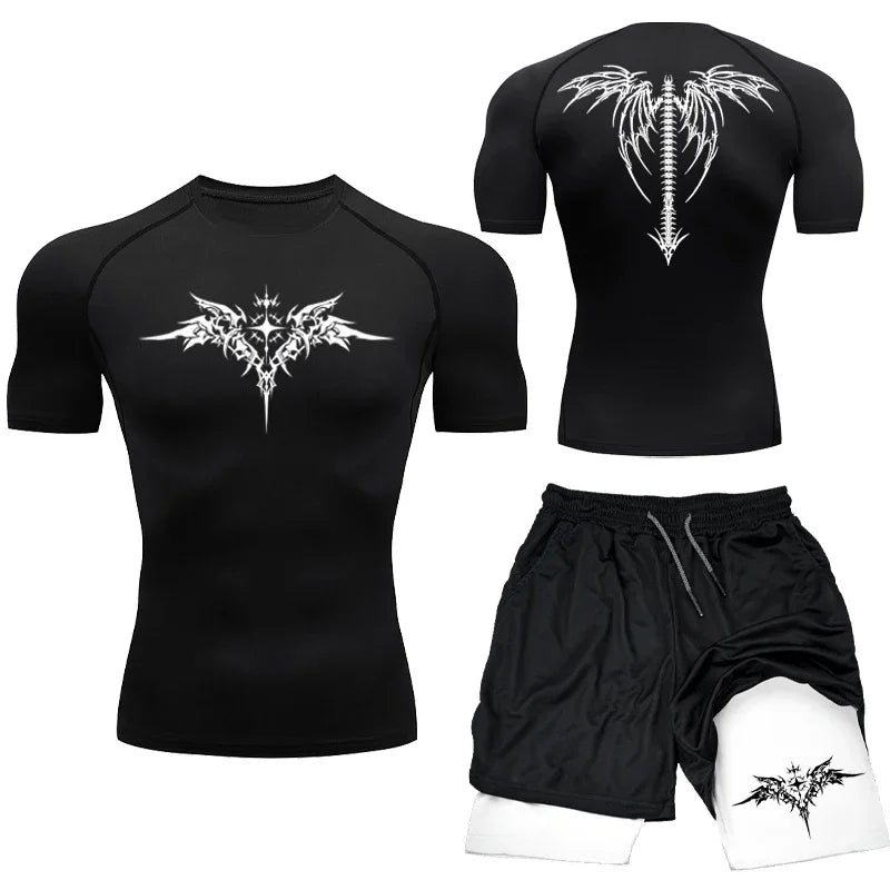 Men's MMA Boxing Compression Set – Quick-Dry Rashguard & Shorts