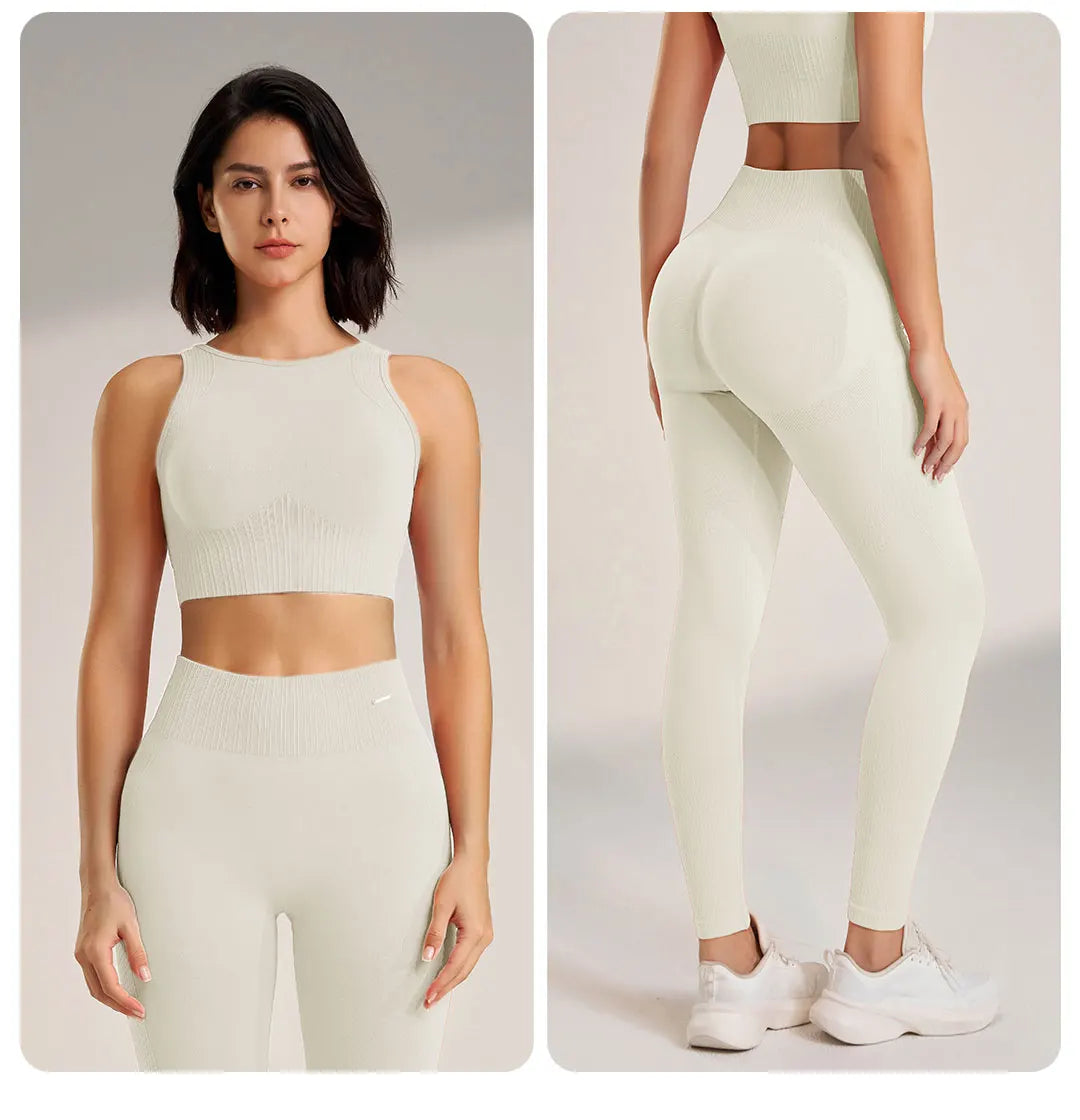 Women's Seamless Yoga Set – High-Waisted Leggings & Top