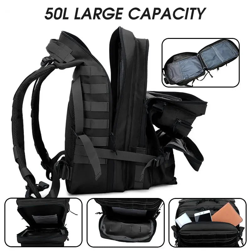 25L/35L/50L Tactical Backpack – Waterproof Outdoor Rucksack for Men