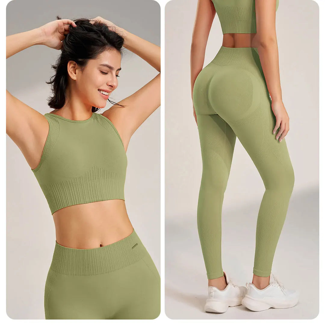 Women's Seamless Yoga Set – High-Waisted Leggings & Top