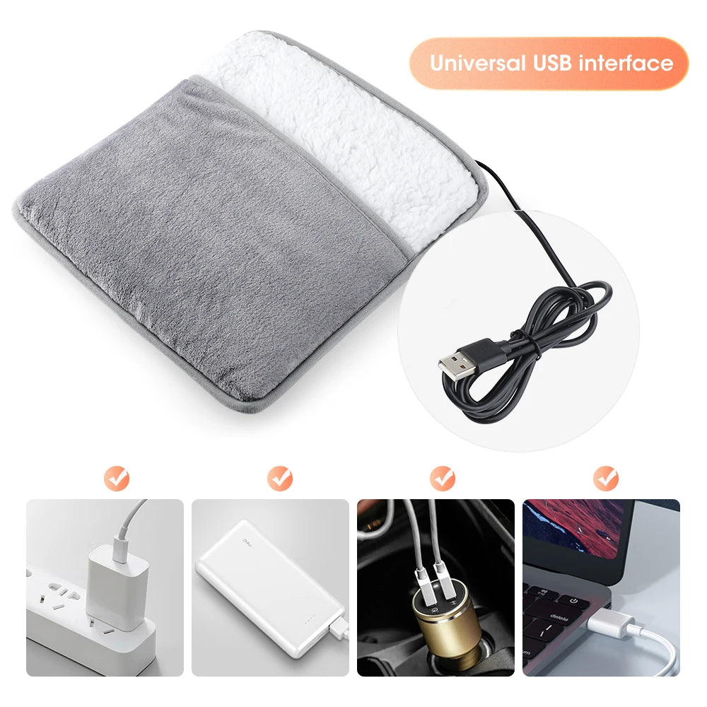 Winter USB Electric Foot Warmer – Soft Plush Heating Pad