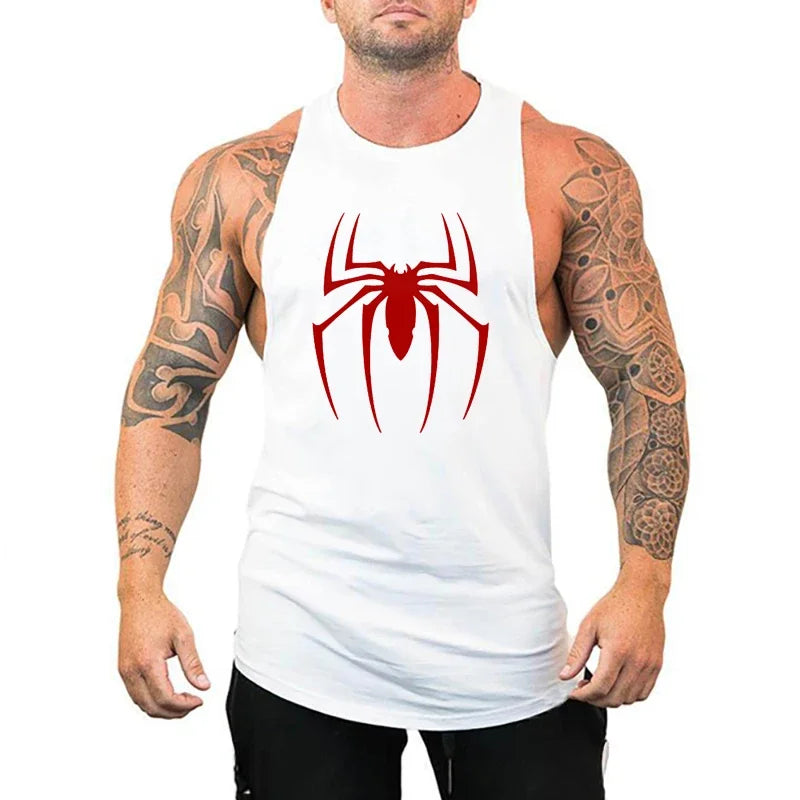 Men's Red Spider Printed Gym Tank Top