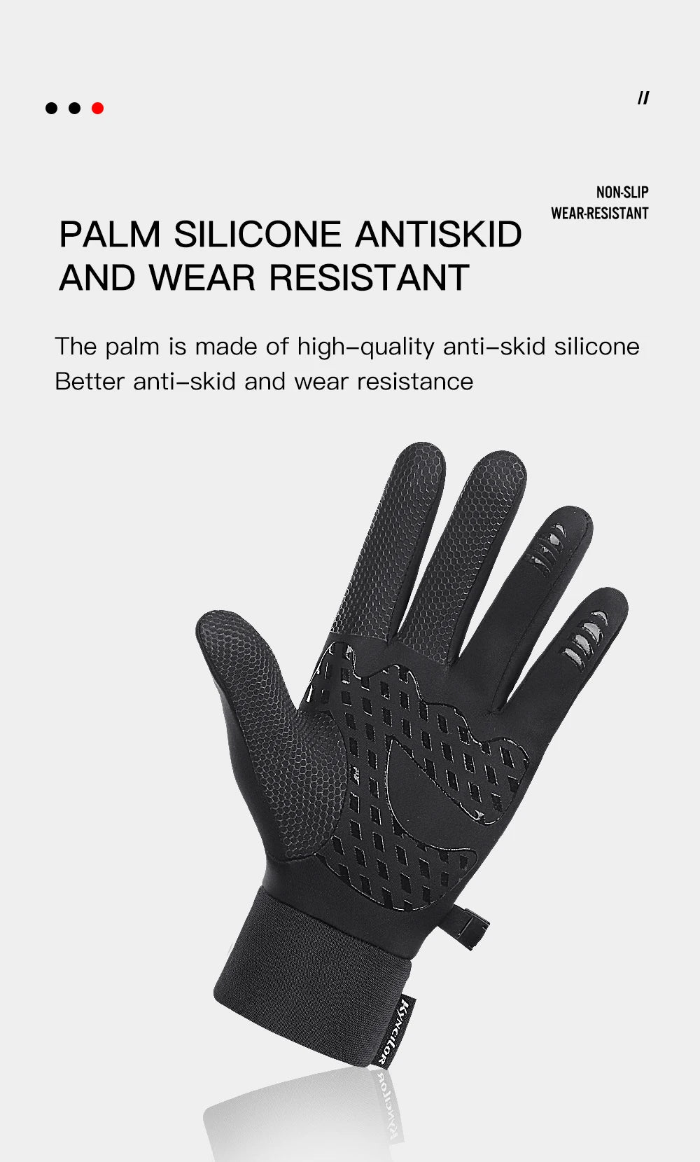 Winter Gloves Man Sports Bike Snow Bicycle Gloves Touchscreen Windstop Silicone Cycling Gloves Black Waterproof Bike Gloves