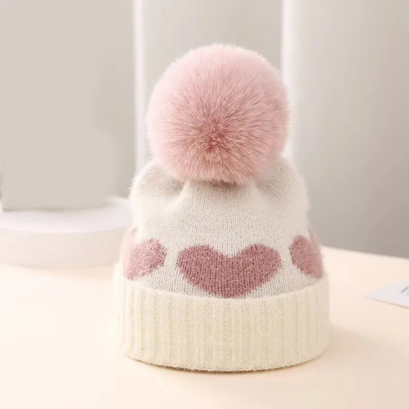 Fur Pompom Baby Hat