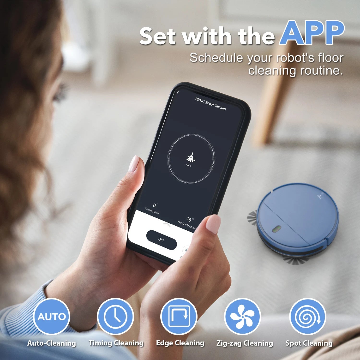 GOOVI 6000Pa Robot Vacuum Cleaner – App-Controlled with Wet Mopping & Auto Charging