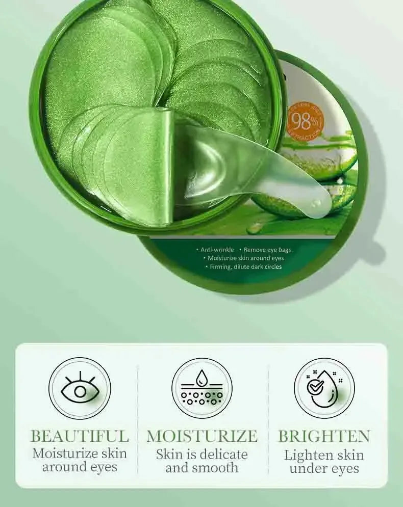 60pcs Aloe Vera Collagen Eye Masks – Anti-Dark Circles & Hydrating