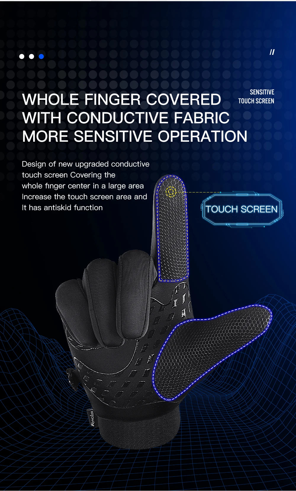Winter Gloves Man Sports Bike Snow Bicycle Gloves Touchscreen Windstop Silicone Cycling Gloves Black Waterproof Bike Gloves