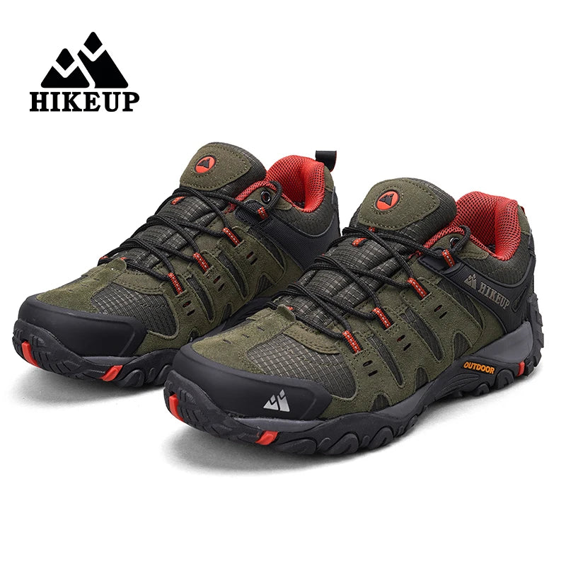 HIKEUP Men’s Suede Leather Hiking Shoes – Outdoor Trekking Sneakers