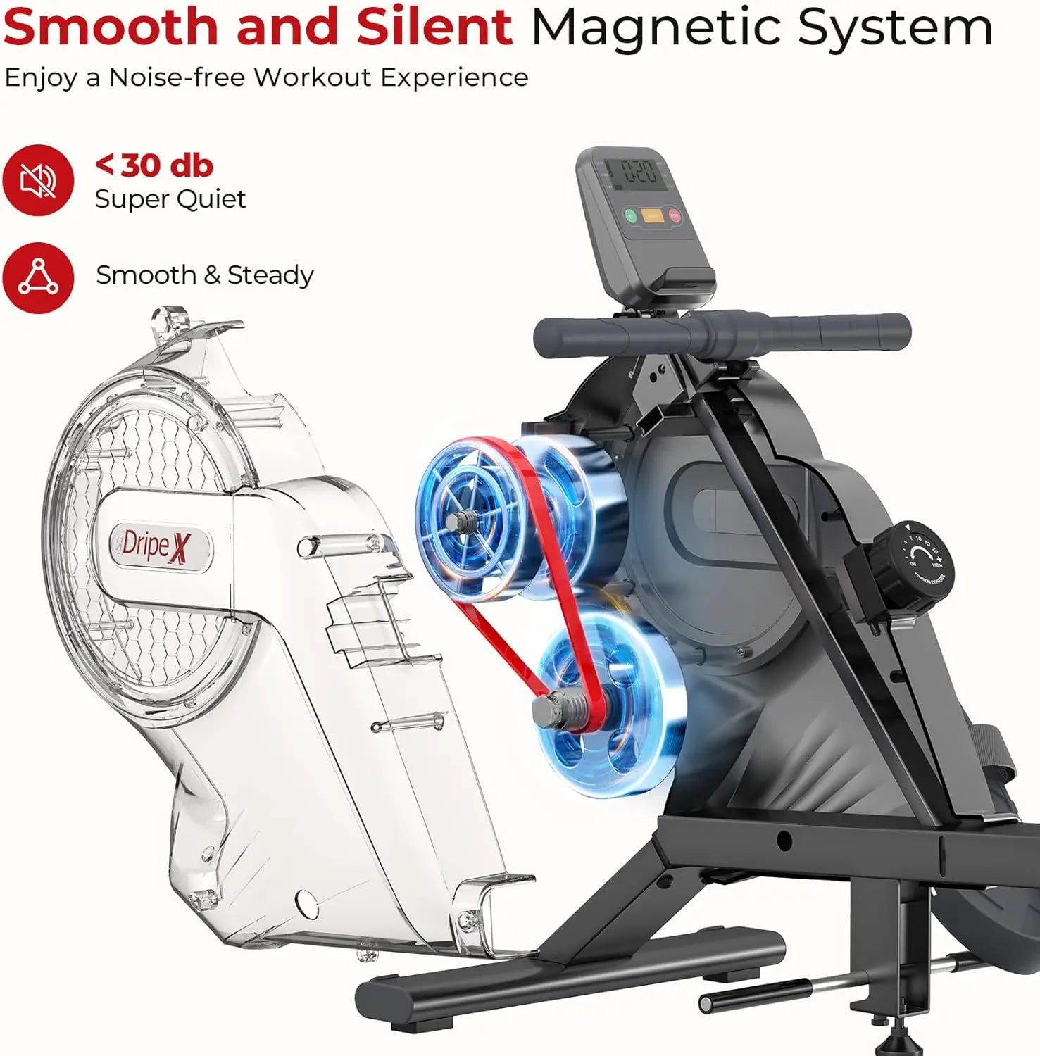 Magnetic Rowing Machine – 16 Resistance Levels, Max 350LBS