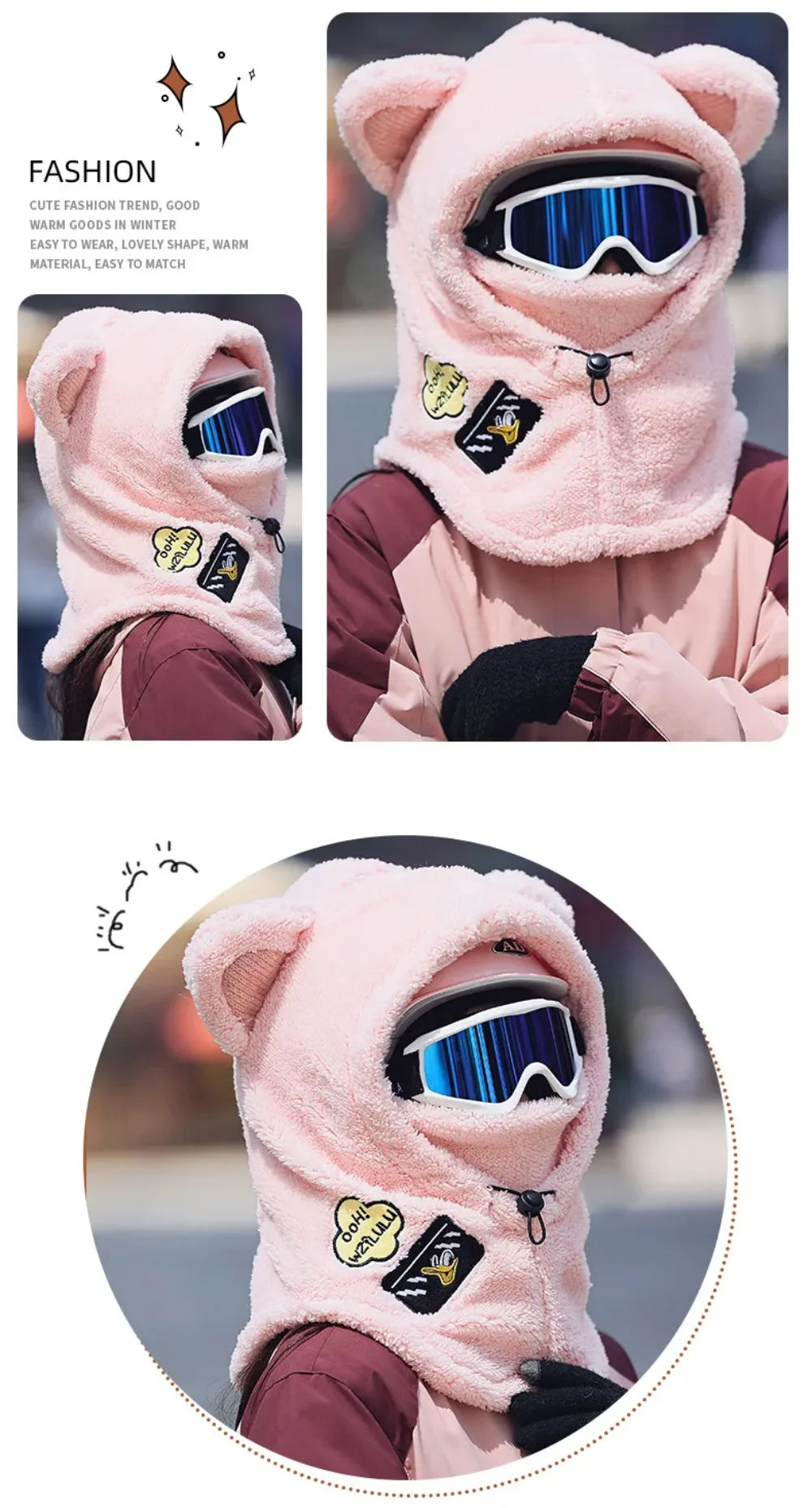 Animal Ear Ski Helmet Cover – Bear & Cat Design