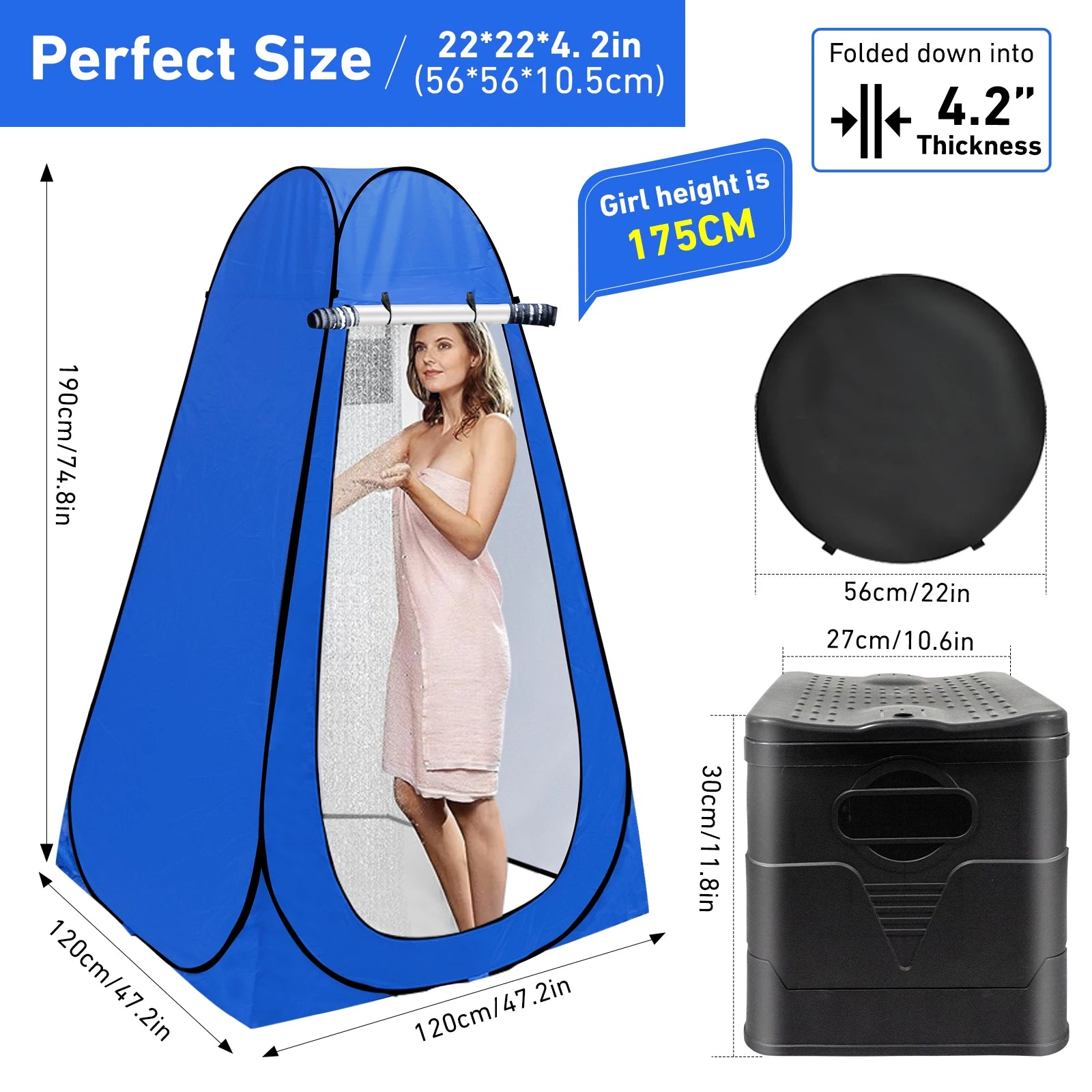 WESTTUNE Portable Toilet with Pop-Up Privacy Tent – Camping Shower & Changing