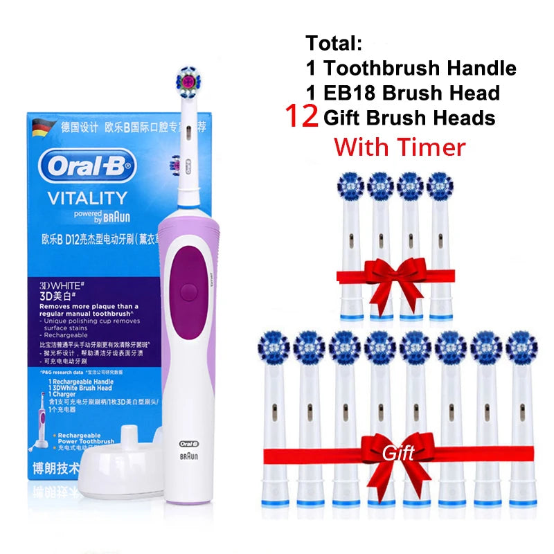 Oral B Electric Toothbrush Adult Rotation Clean Teeth Charging Tooth Brush 3D Whiten Teeth Oral Care Brush With Gift Brush Heads