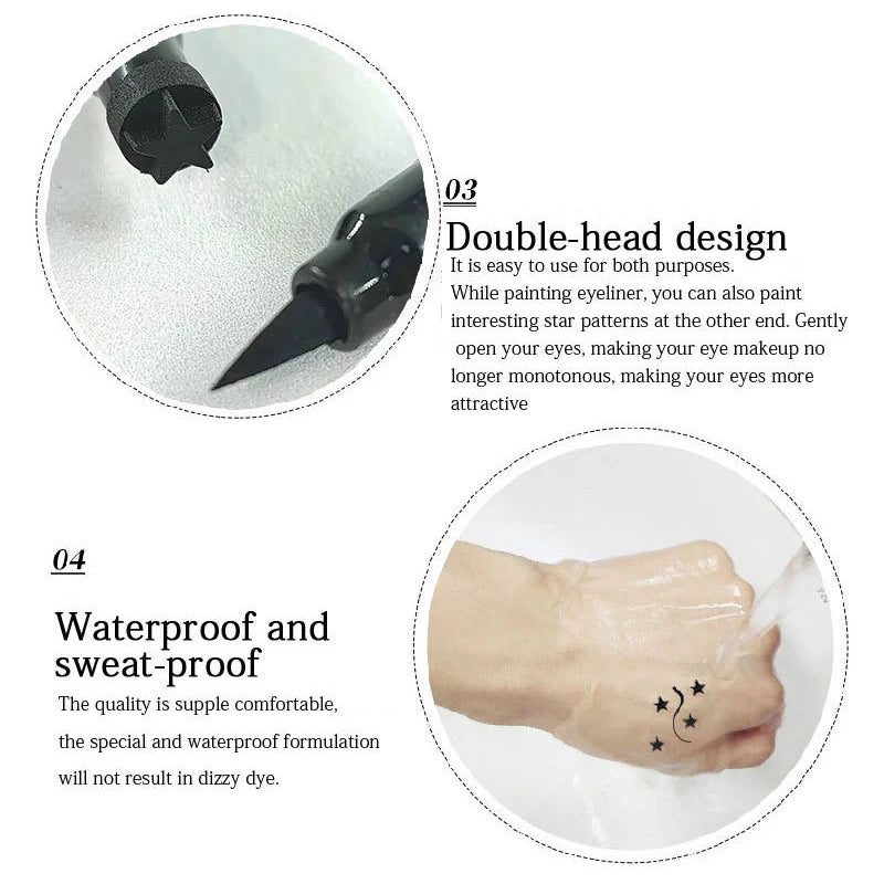 2-in-1 Butterfly & Star Stamp Eyeliner Pen – Waterproof & Long-Lasting
