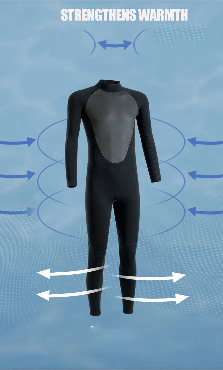 Men's 3MM Neoprene Full Wetsuit for Diving & Surfing