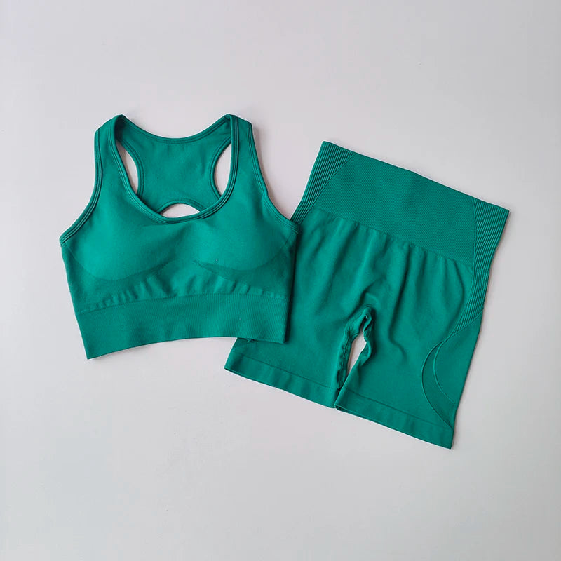 Women's Seamless Yoga Set – Sport Bra & High-Waist Shorts