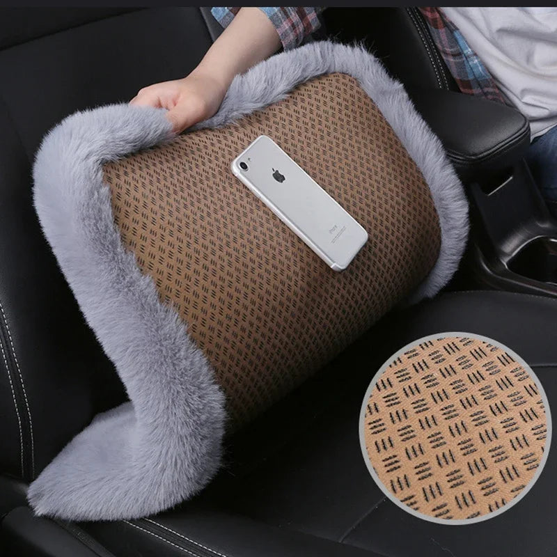 Winter Plush Rabbit Fur Car Seat Cushion – Ultra-Soft & Warm