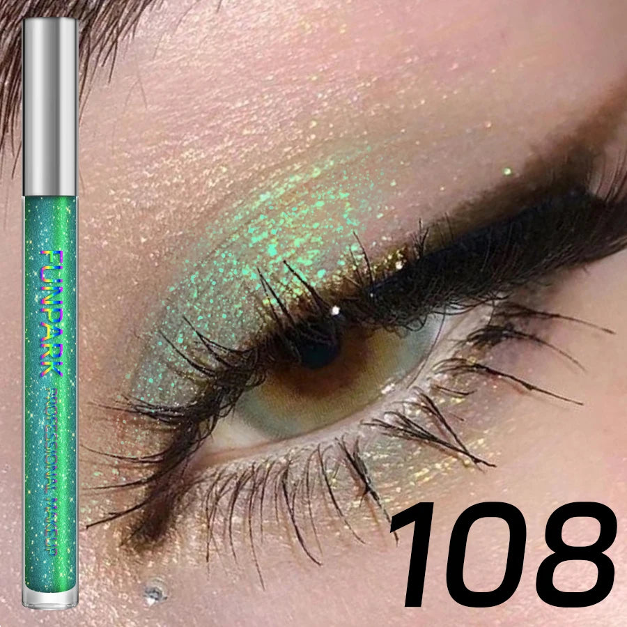 Colorful Liquid Eyeshadow & Glitter Eyeliner – Long-Lasting Shimmer