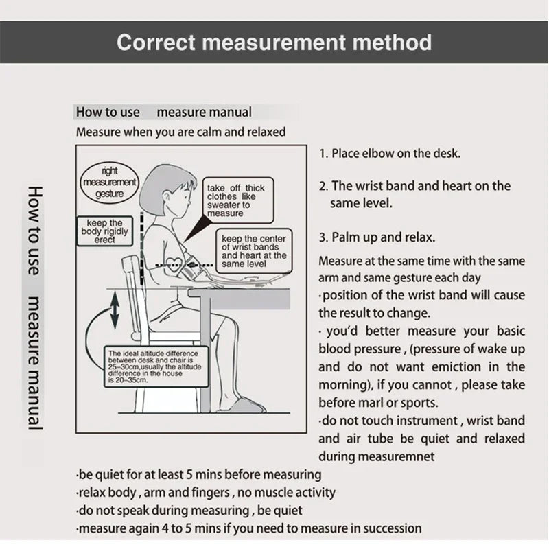 Portable Tonometer Digital Tensiometer Heart Rate Monitor Arm Blood Pressure Monitor BP Equipment Automatic Professional Medical