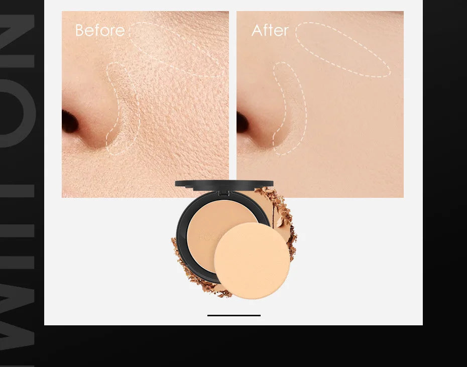 : FOCALLURE 3-Color Pressed Powder Foundation – Oil Control & Brightening