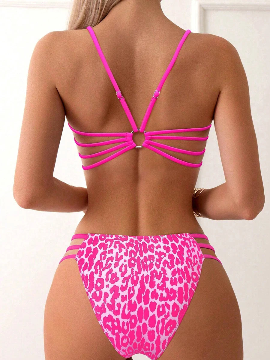 Sexy Leopard Micro Bikini 2025 – High Waist Brazilian Bandeau Set