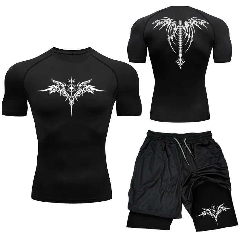 Men's MMA Boxing Compression Set – Quick-Dry Rashguard & Shorts