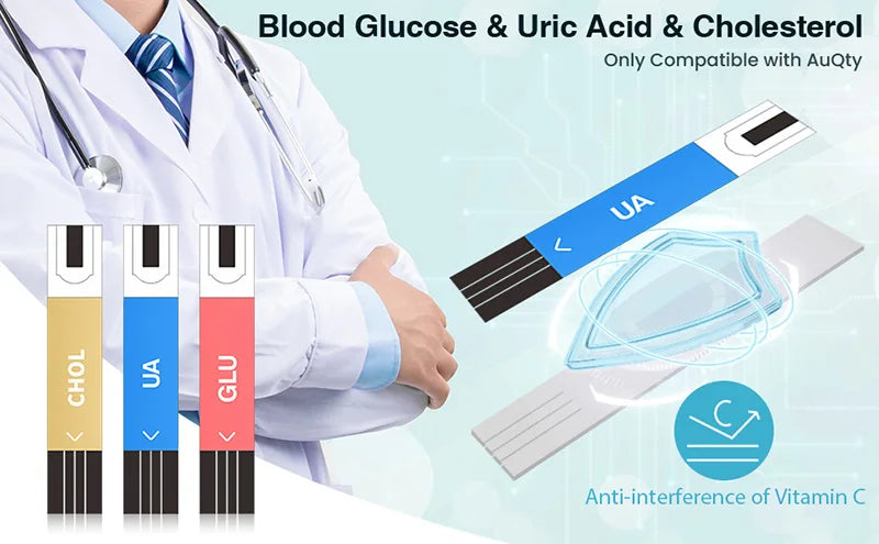 Upgraded 3-in-1 Multifunction Cholesterol, Uric Acid, and Blood Sugar Meter: