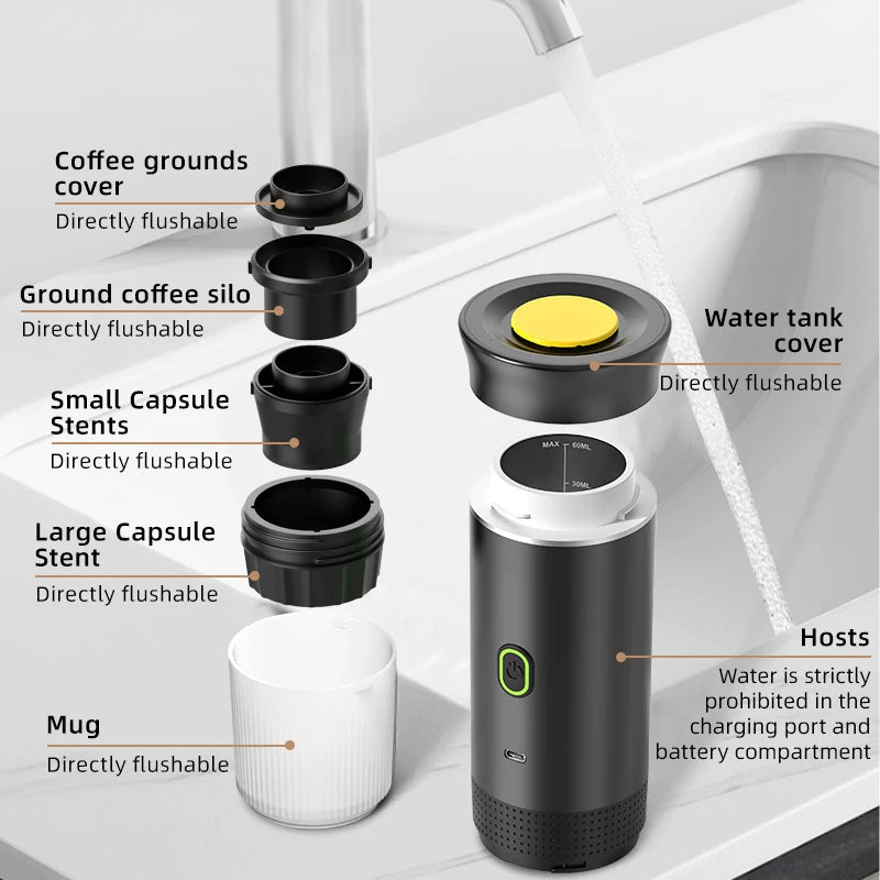 Wireless Portable 3-in-1 Espresso Coffee Maker – Car, Home & Travel