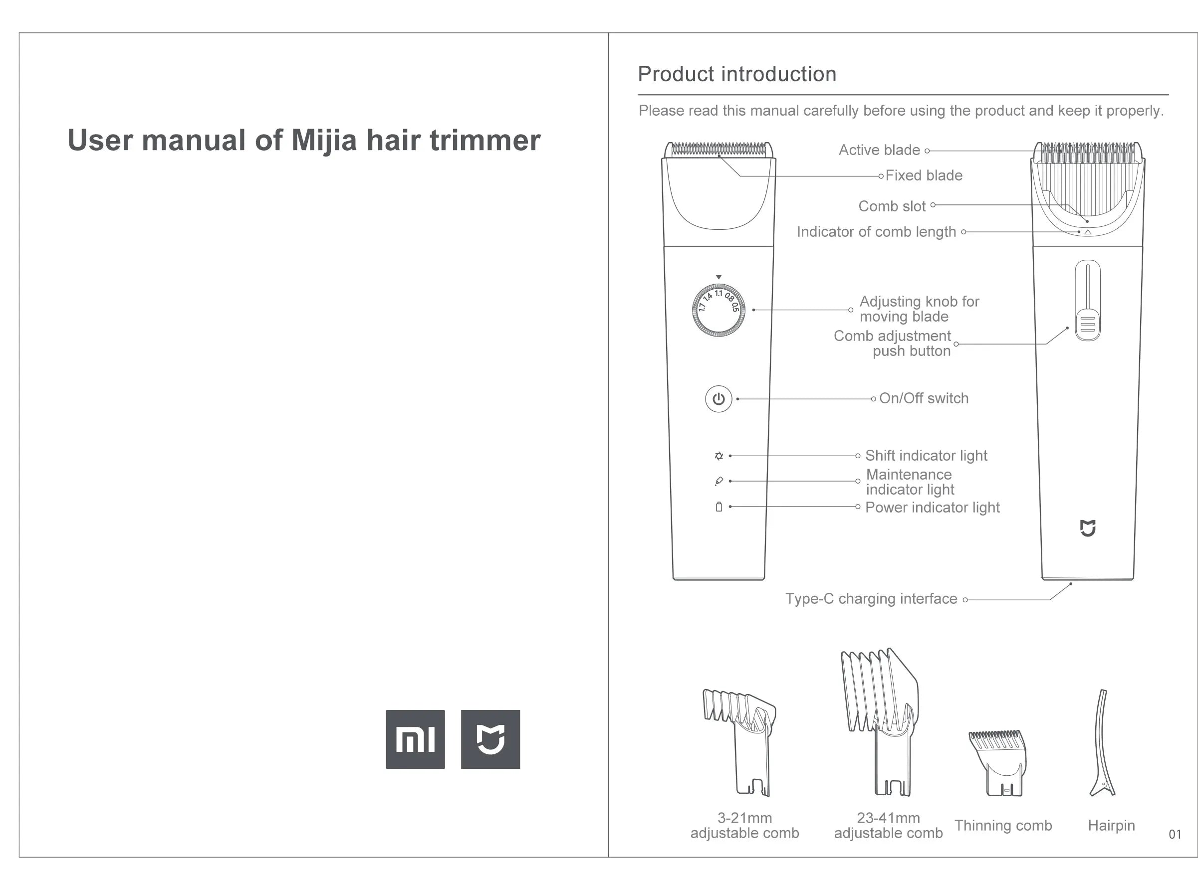 XIAOMI MIJIA Hair Trimmer Machine Hair Clipper1/2 IPX7 Waterproof Professional Cordless Men Electric Hair Cutting Barber Trimmer