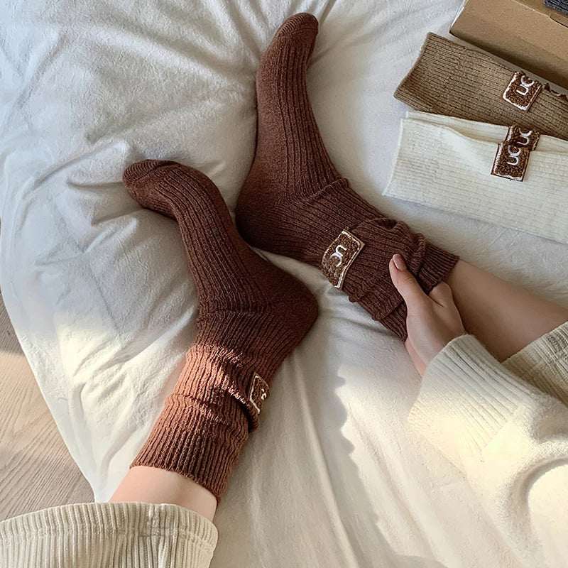 5 Pairs Winter Cashmere Wool Socks for Women: