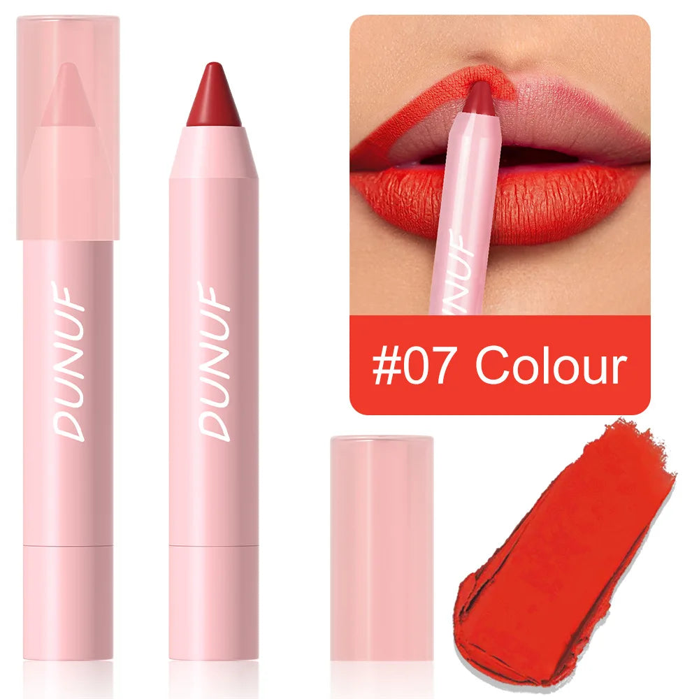 18-Colors Lipstick Pencil - Waterproof Sexy Red Matte Lip Contour Tint
