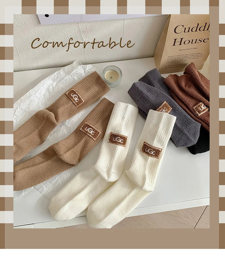 5 Pairs Winter Cashmere Wool Socks for Women: