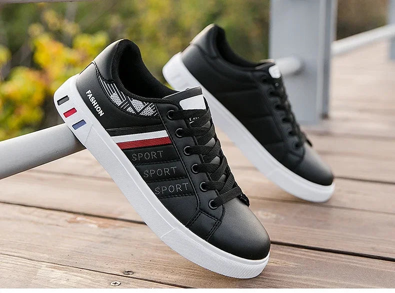 2024 Men's Fashion Casual Sneakers – Lace-Up White Vulcanized Shoes