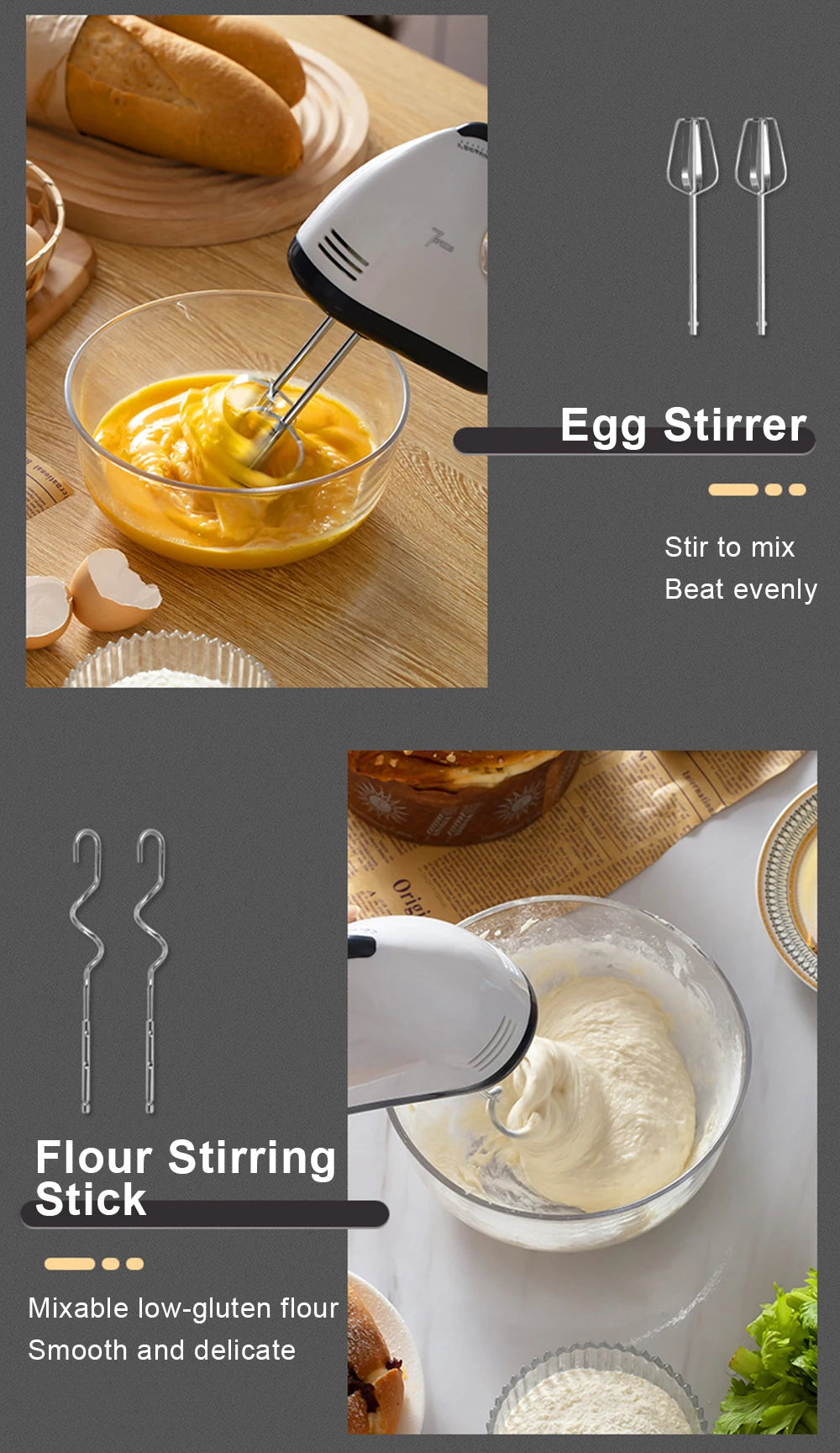 Electric Hand Mixer – Portable Cream & Pastry Blender with Automatic Egg Beater