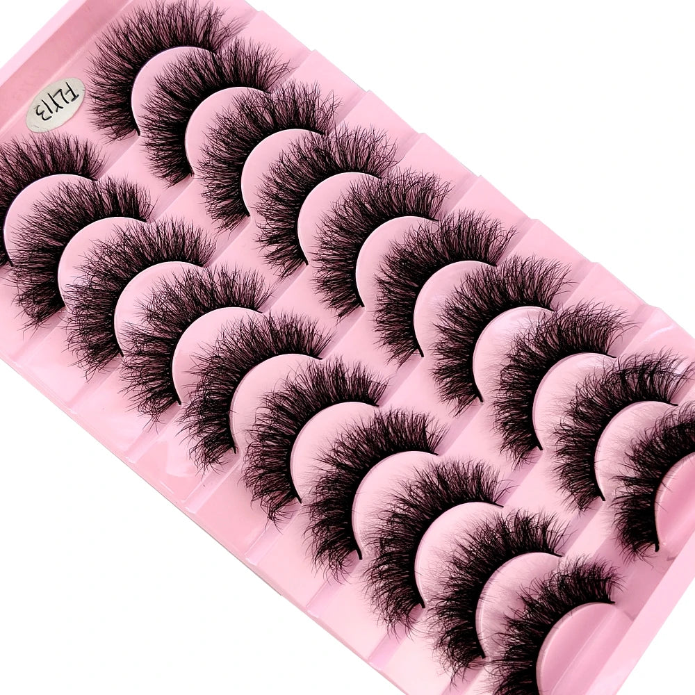 10 Pairs Faux Mink 3D Curly Eyelashes – Handmade Natural Look