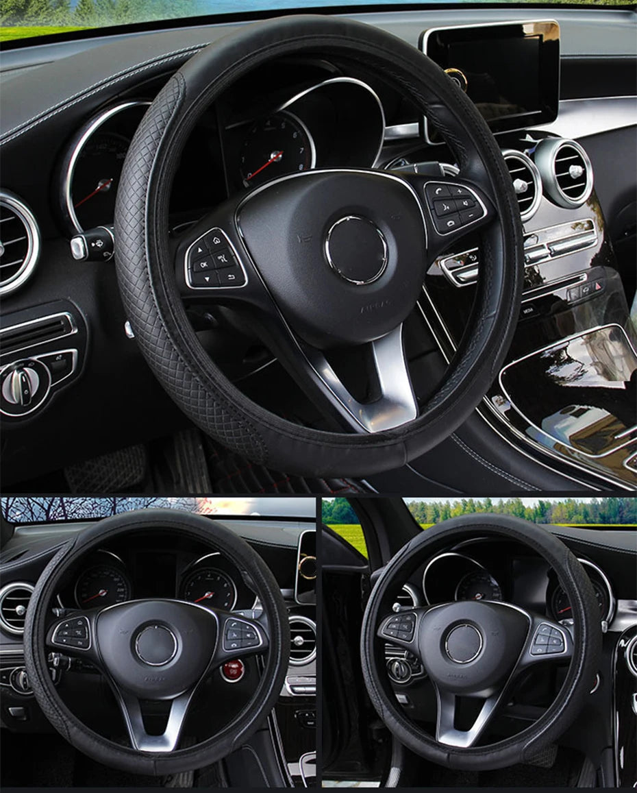 Universal Microfiber Leather Steering Wheel Cover (37-39cm)