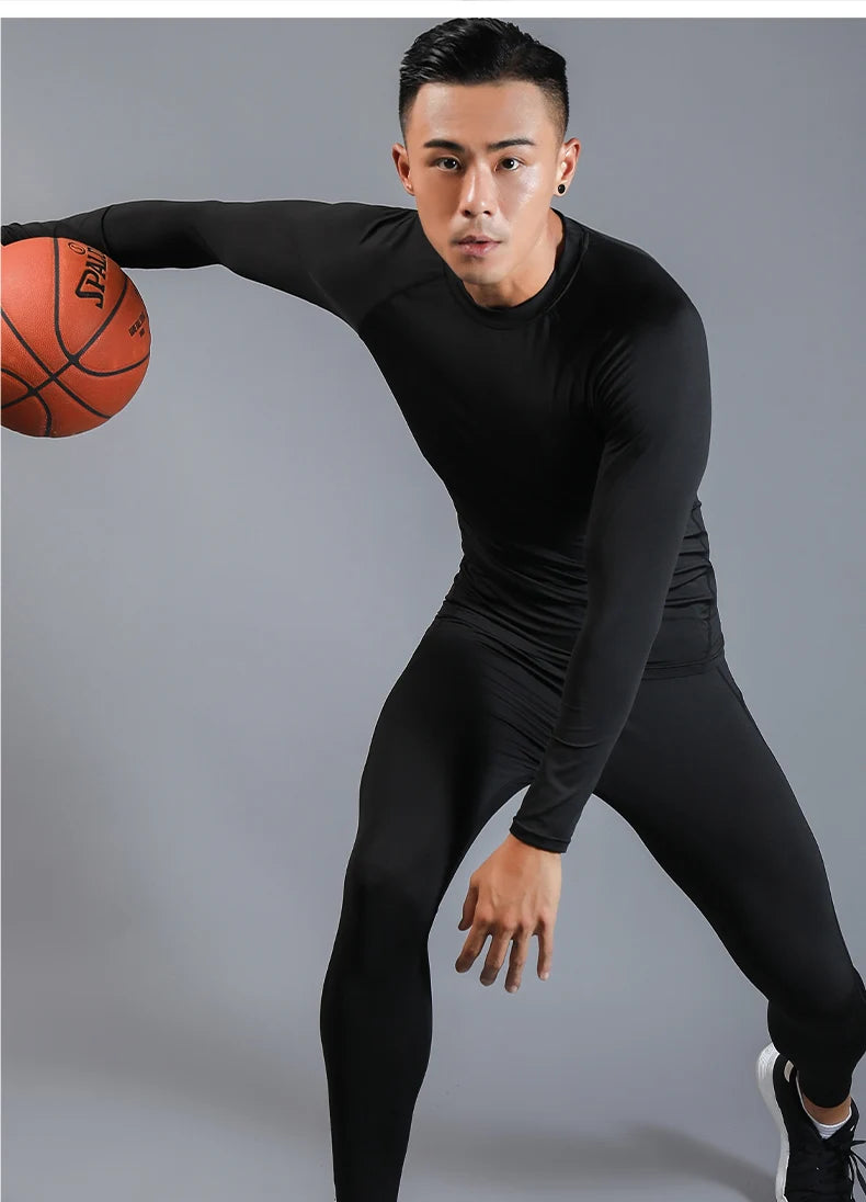 Men's Compression Workout Set – Long Sleeve & Tights