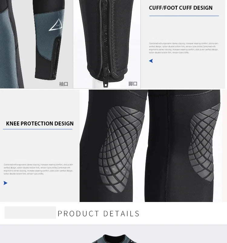 5mm Neoprene Long-Sleeve Diving Wetsuit for Men & Women