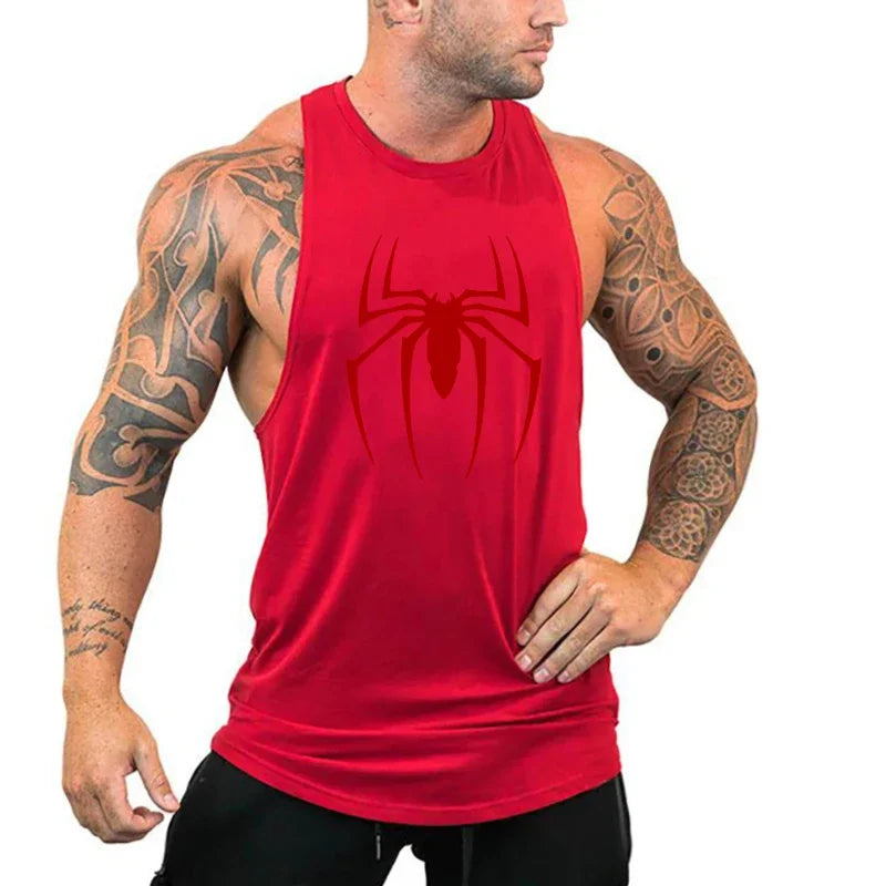 Men's Red Spider Printed Gym Tank Top