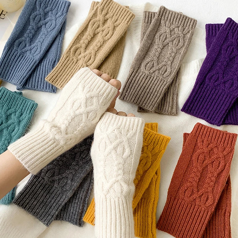 Half Finger Gloves for Women Winter Soft Warm Wool