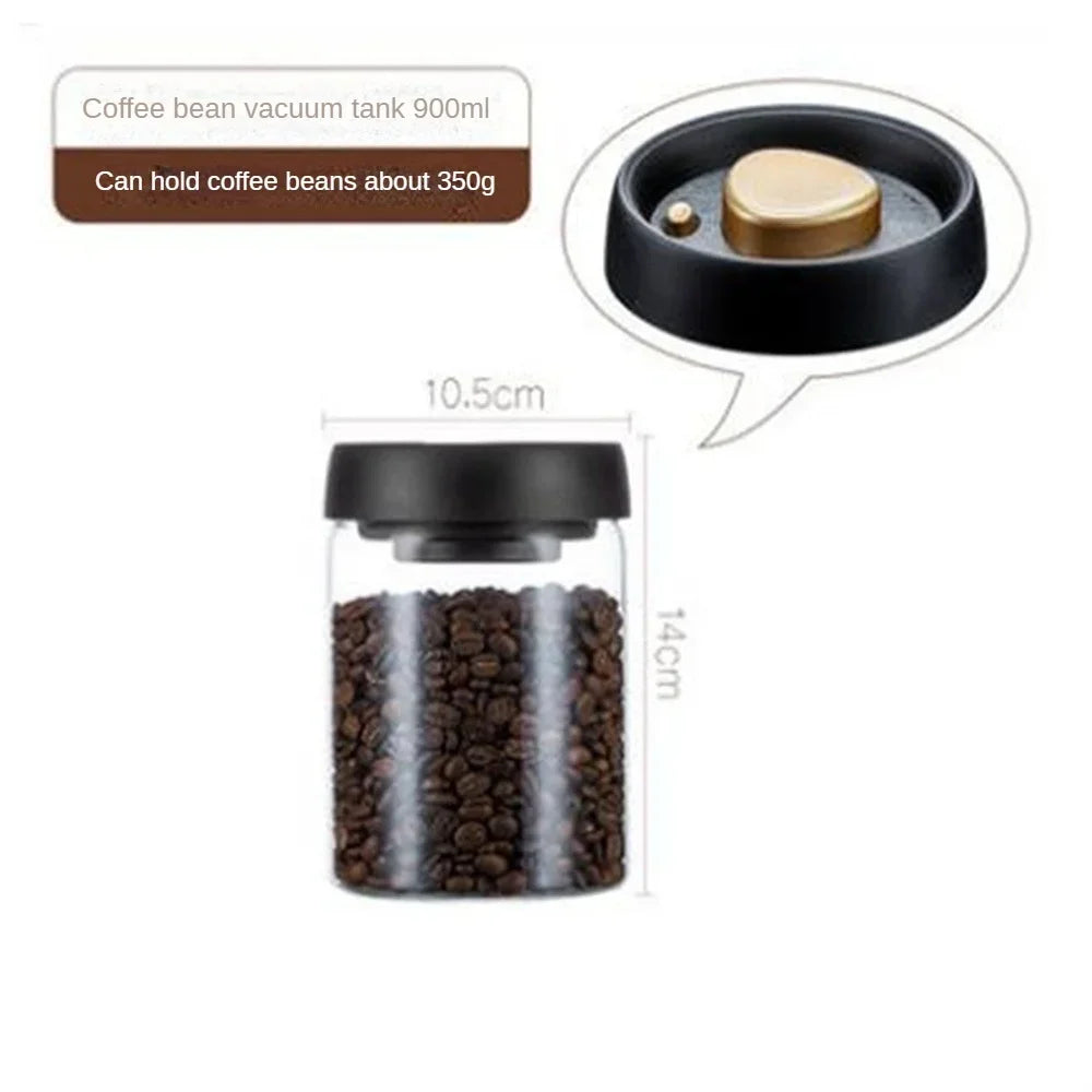 Coffee Beans Vacuum Sealed Glass Storage Jar