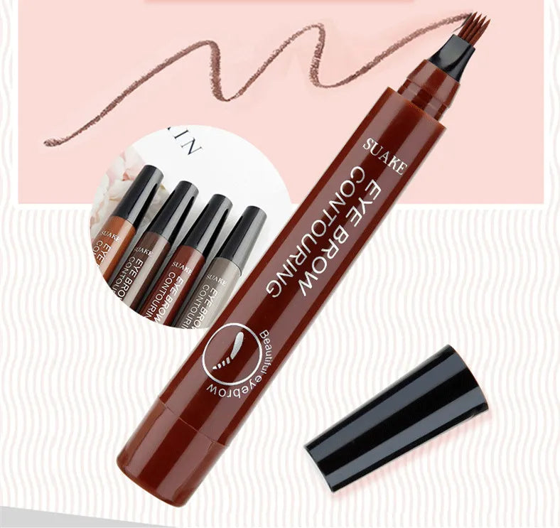 5-Color Waterproof Microblading Eyebrow Pen – 4-Tip Precision