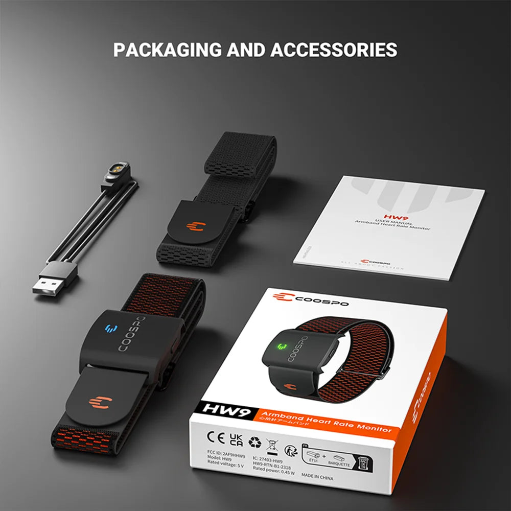 COOSPO HW9 Armband Heart Rate Monitor – BLE5.0 & ANT+ Compatible