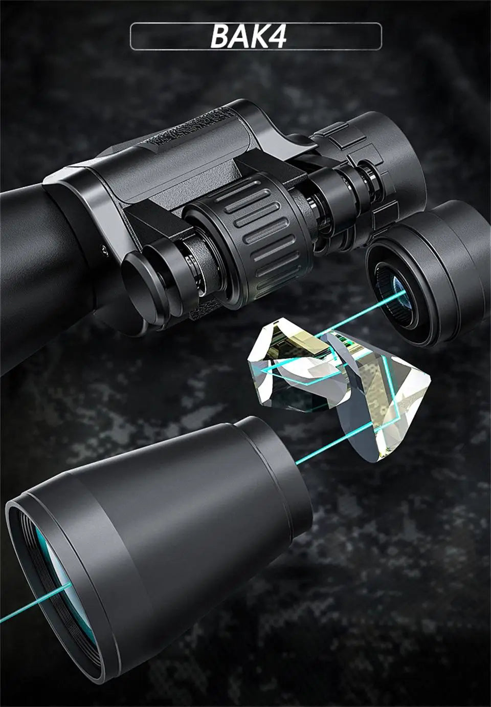 50000M German Military 20x50 Zoom Binoculars – HD BAK4 Prism Long Range Telescope for Outdoors