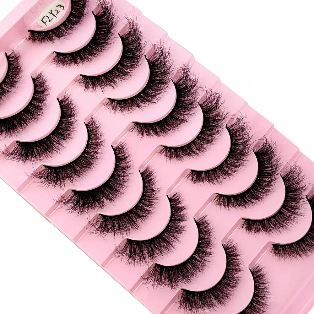 10 Pairs Faux Mink 3D Curly Eyelashes – Handmade Natural Look