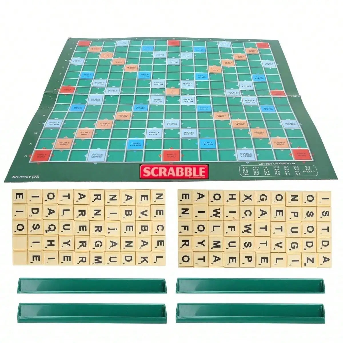 1PCS English Scrabble Solitaire – Fun Alphabet Chess & Jigsaw Board Game for 2-4 Players 🧩