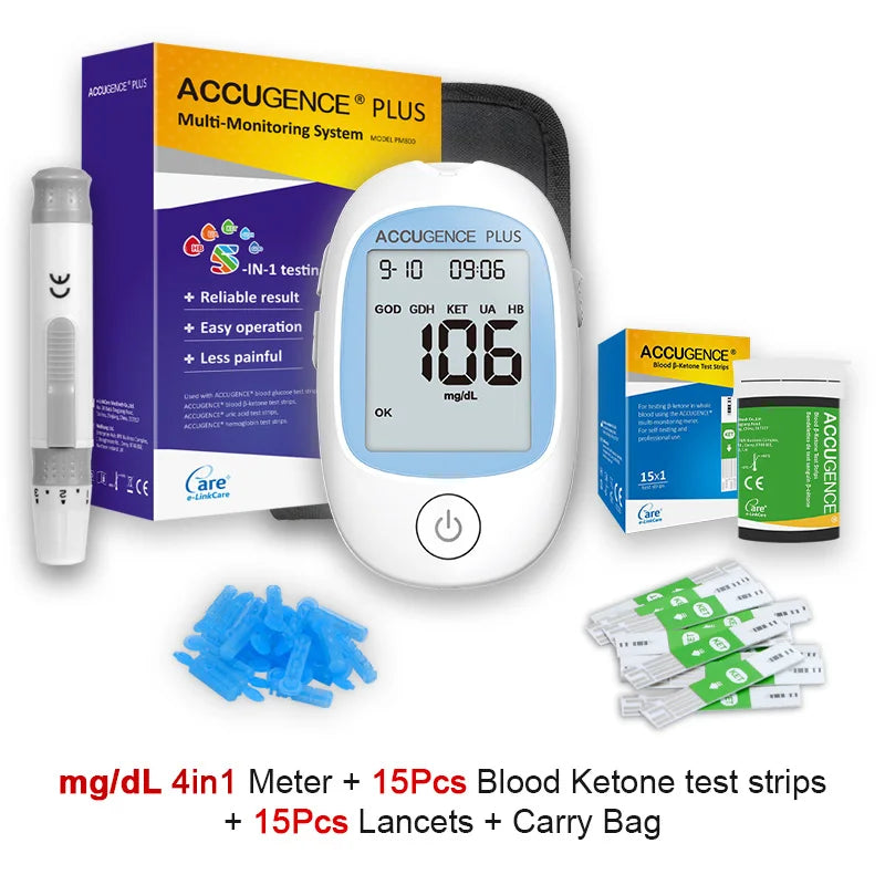 Multifunction Monitor Hemoglobin Blood Ketone Glucose Uric Acid Meter Test Strip